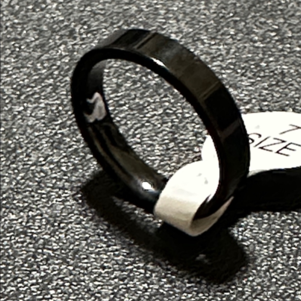 Black Stainless Steel Polished 4mm Unisex Band Ring